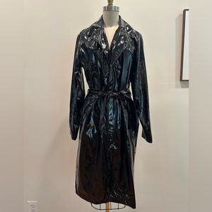 Rains Glossy Black Trench, XS/S